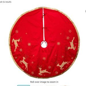 Kurt Adler Red Reindeer Christmas Tree Skirt 54"